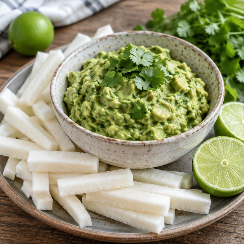 Guacamole with jicama sticks
