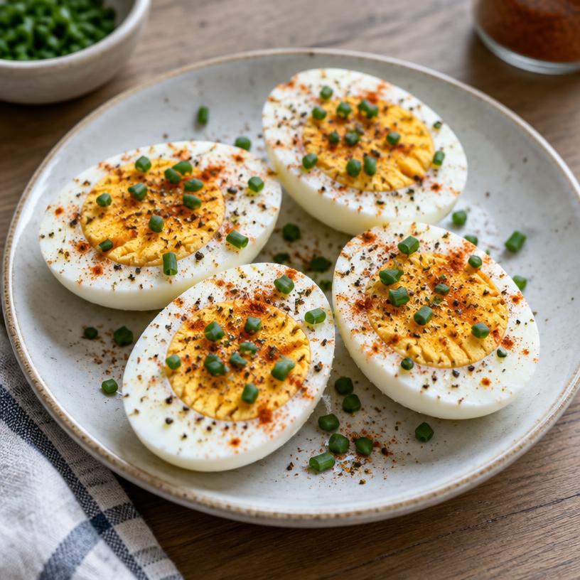 Hard-boiled eggs with herbs