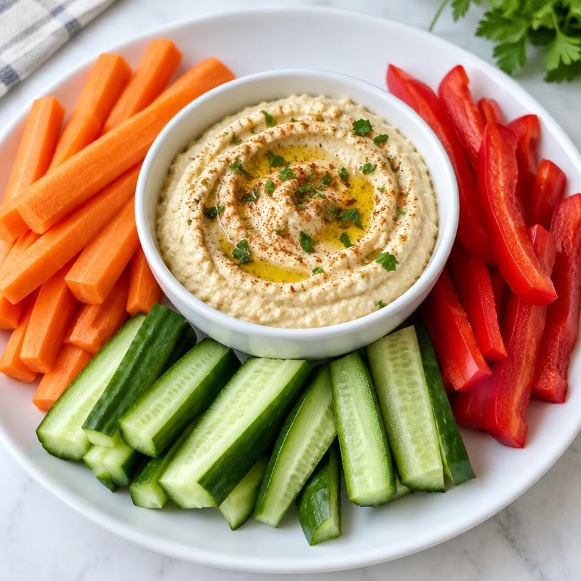 Hummus and veggie sticks