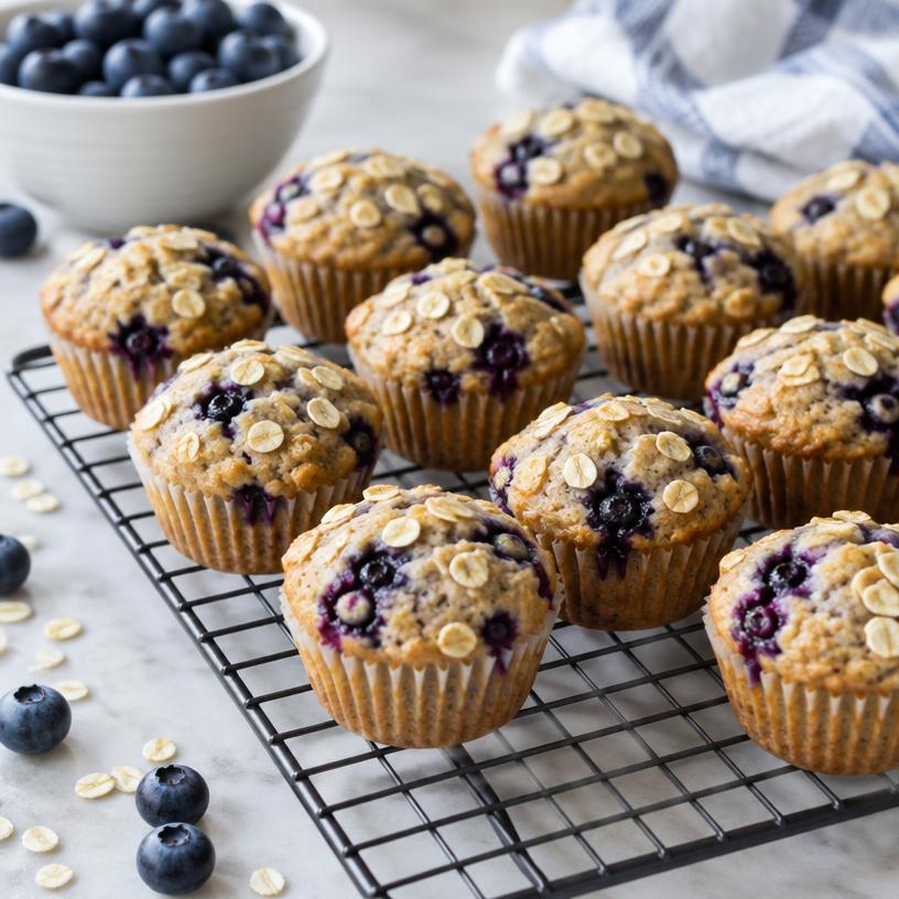 Mini oat blueberry muffins