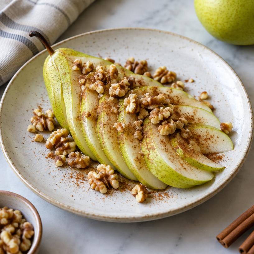Pear with walnuts and cinnamon