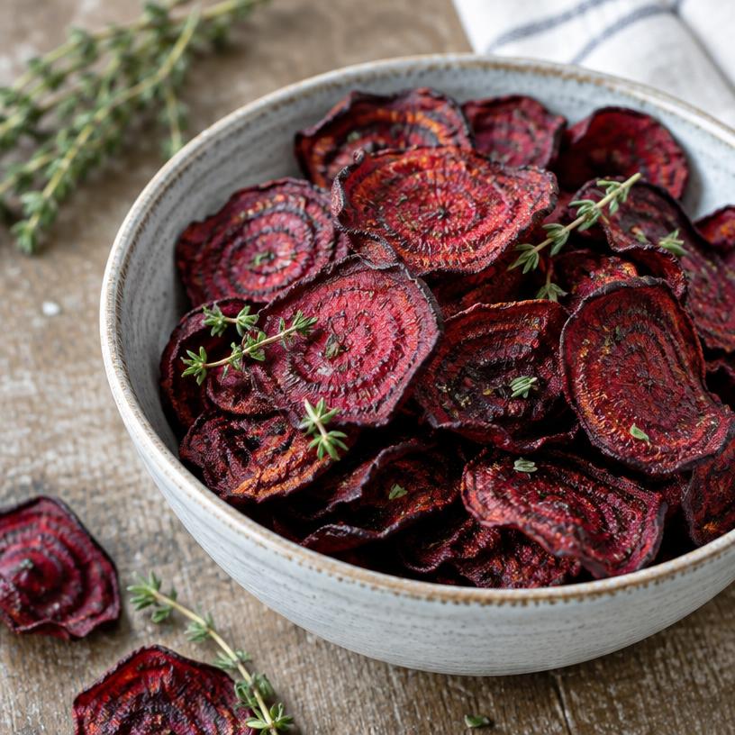 Baked beet chips