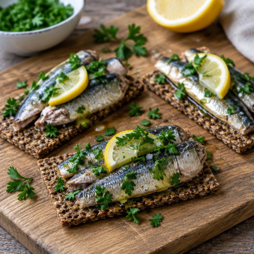 Sardines on rye crispbread
