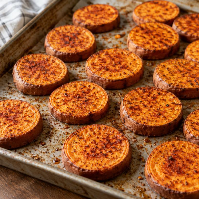 Baked sweet potato rounds