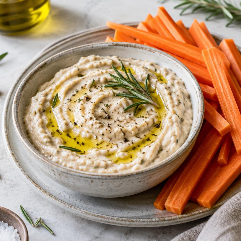 Lemon white bean dip with carrots