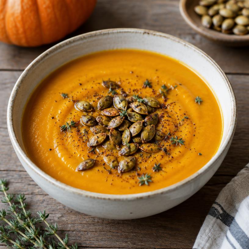 Spiced pumpkin white bean soup