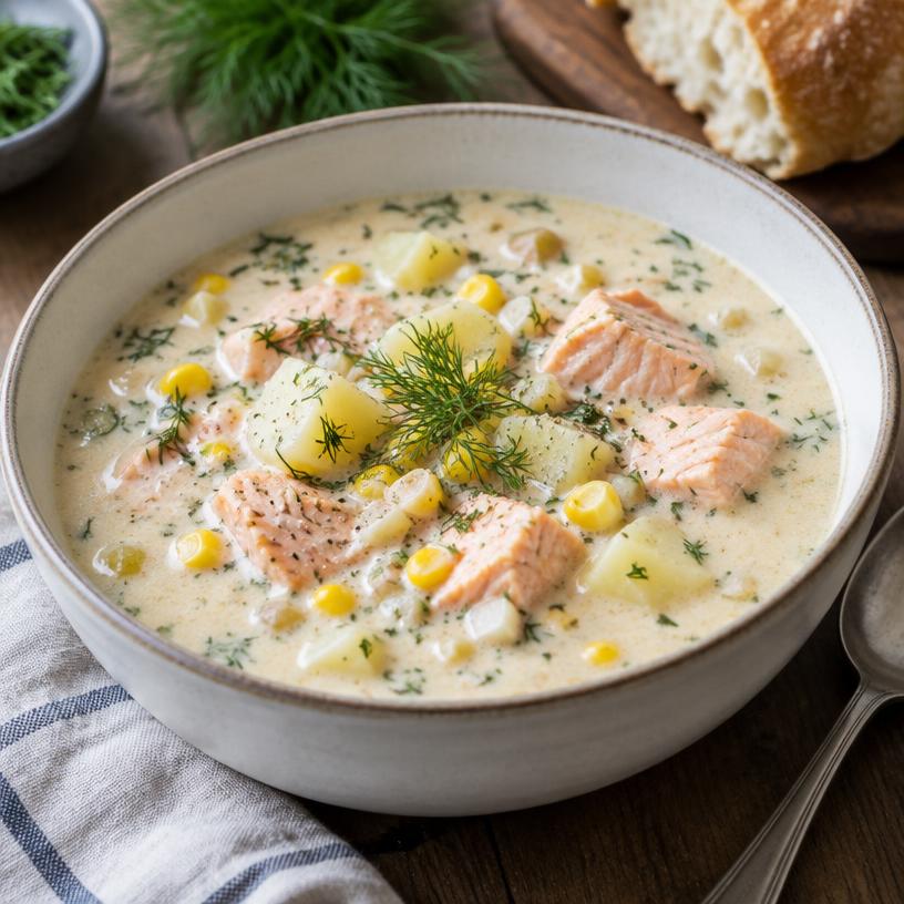 Light salmon chowder